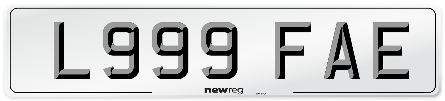 L999 FAE Number Plate from New Reg